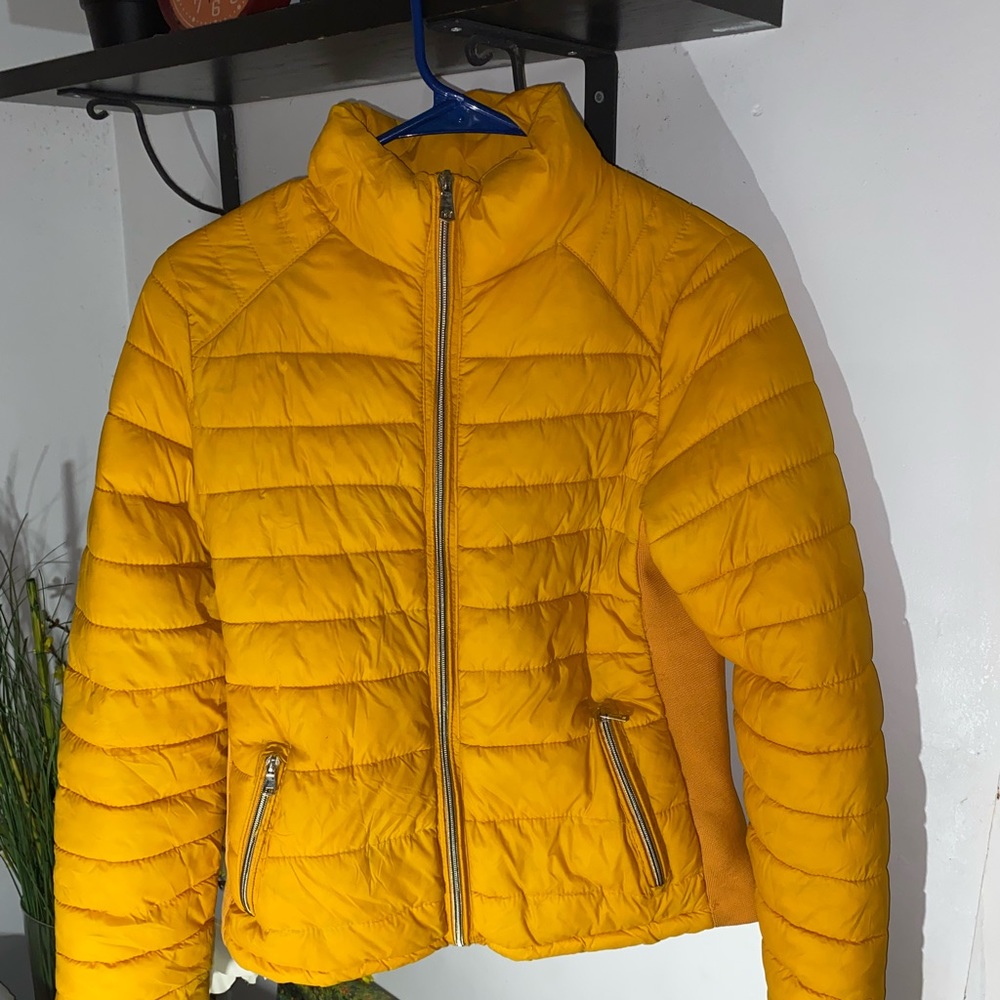 Orange puffer jacket